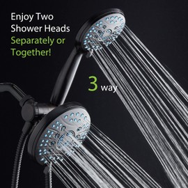 AquaCare for California As-Seen-On-TV High Pressure Handheld Rain 50-mode 3-way Shower Head Combo, Anti-clog Jets, 2-mode Tub & Pet Power Wash, Wall Bracket, 6 ft. Stainless Steel Hose, Rubbed Bronze