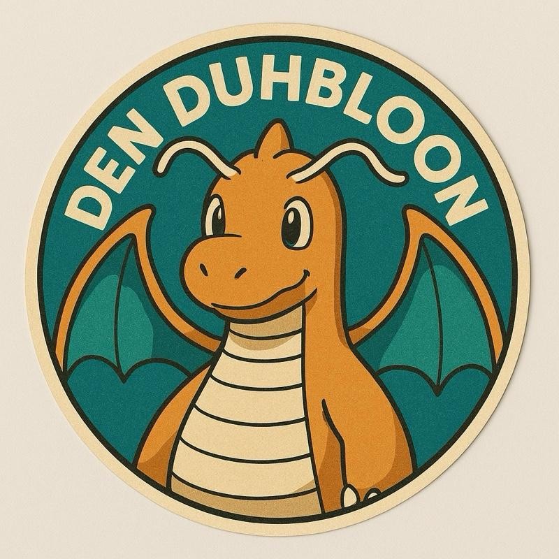 Den Duhbloon Tradeable Sticker with Adorable Dragon Design and Teal