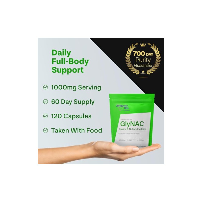 GlyNAC 1000 mg – Glycine and NAC 500 mg, 120