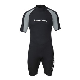 Lemorecn Wetsuits Mens Premium Neoprene Diving Suit 3mm Shorty Jumpsuit(3035blackgrey,2XL)