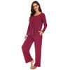 WiWi Women's Pajama Set Soft Long Sleeve Tee Pants Sleepwear