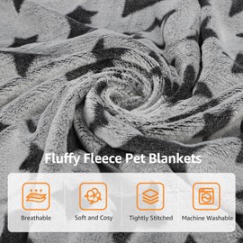Nobleza Puppy Blanket, 3 Pack 60x40cm Soft Fluffy Fleece Warm Small Cat Dog Blankets Washable, Star Prints Premium Flannel Pet Throw Blanket for Indoor Cats Kitten Mat Pad Bed Cover Grey