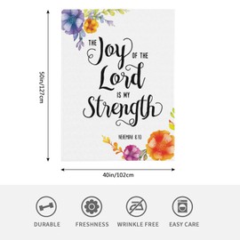 HGOD DESIGNS Biblical quotes Throw Blanket Joy of the Lord is my Strength Scripture Typography Soft Blankets and Throws 100x130cm Caring for Women Men