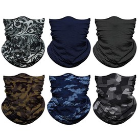 Neck Gaiter Face Mask Men Women,Seamless Bandana Rave Face Cover Scarf Mask,Balaclava,Headband, Head Wrap,Headwear 6pcs - Color: Vens-US-6PCS-Black Series 3