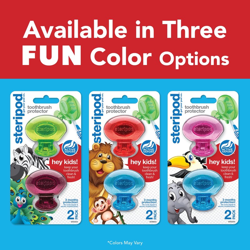Steripod Kids' Clip-On Toothbrush Protector, Keeps Toothbrush Fresh and Clean,