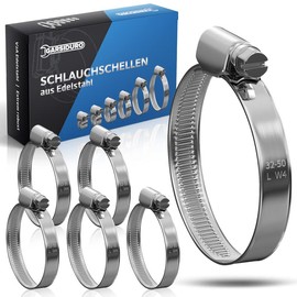 GARSIDURO® Professional Hose Clamps, 32-50 mm, Made of Stainless Steel in W4 Quality, Pack of 8, 9 mm Bandwidth - High Quality Set of Rustproof, V2A Hose Clamps for Pools, Sand Filter Systems, Ponds, Gardens