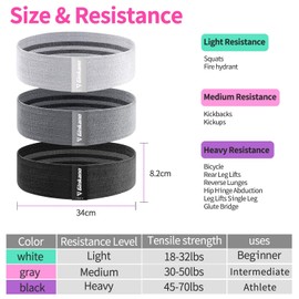 Haquno Resistance Bands, Fitness Bands, Hip Resistance Bands Set with Strong Elasticity, Tensile Strength, Non-Slip Training Band, for Hips, Legs, Pilates, Yoga, Strength Training