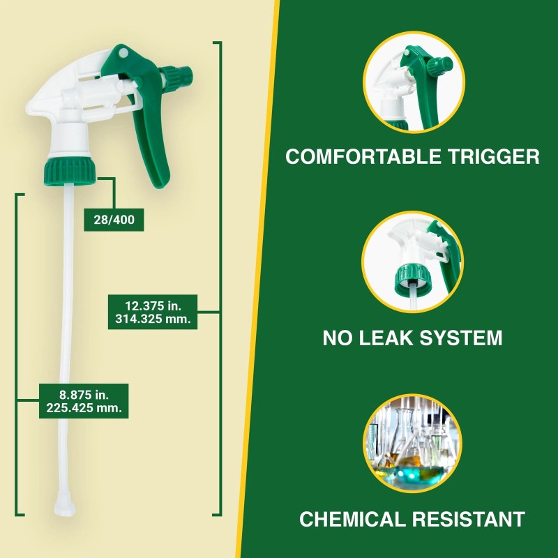 Heluva Green Spray Bottle Nozzle Replacement, Bottle Tops Only -