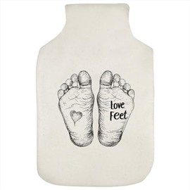 'Love Feet with Sketchy Feet and Heart' Hot Water Bottle Cover (HW00034638)