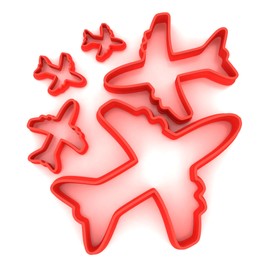 Custom Cutters Airplane Shape Cutters | Set of 5 Plastic Cutter for Baking, Fondant, Clay, Pastry, Icing, Jewellery (1.5/2/3/5/8CM)