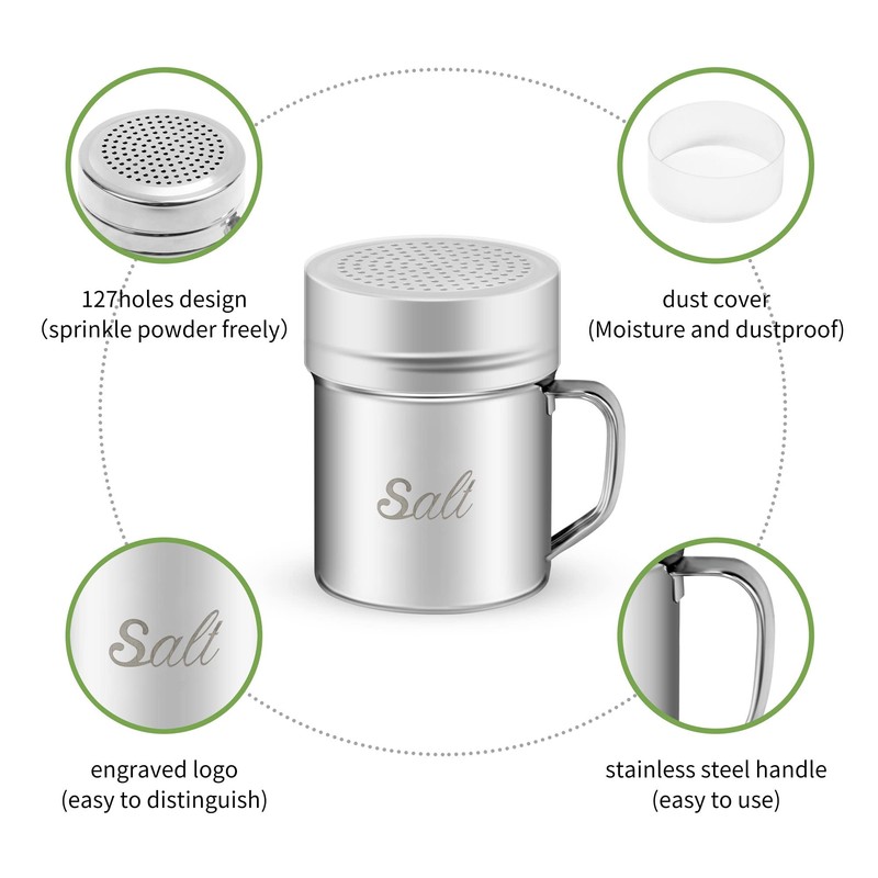 ZERUIDM Stainless Steel Salt and Pepper Shakers Set, 10 OZ