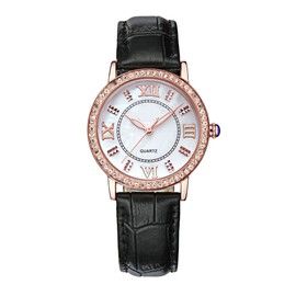 WWOOR Women Ladies Fashionable Elegant Quartz Movement Watches Wristwatch (Black)