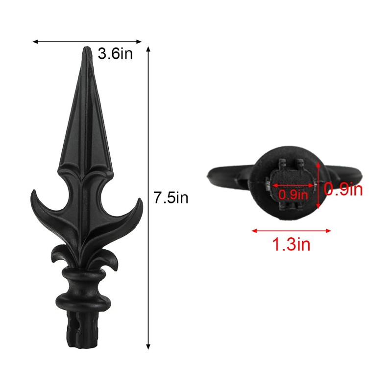 Fence Finials Trident Spear High-Impact Aluminium Alloy Black Finial Fence