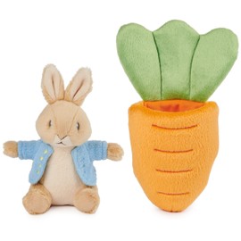 GUND Beatrix Potter 2-in-1 Peter Rabbit with Carrot Plush Playset, Bunny Stuffed Animal for Ages 1 and Up, Orange/Blue, 7”