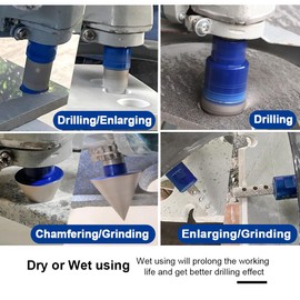 SHDIATOOL Diamond Drill Core Bits Kit Hole Saw Sets Diamond Drill Mould Guide for Drilling Porcelain Tile Marble Ceramic Granite with Hollow EVA Guide Jig 10pcs(6/8/10/25/35/50/65/10MM/2inch/HEX)