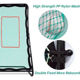 Pitch Back Baseball Rebounder, 42x72 Assemble Portable - Improve Pitching Accuracy and Reflex Skills - Baseball Bounceback Net for Softball Training - Pitching Rebounder Net