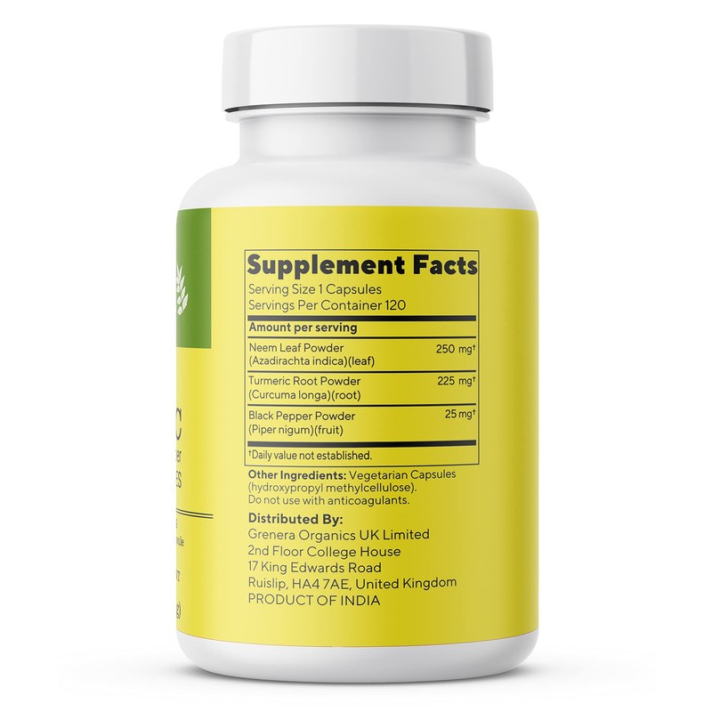 Neemveda Neem Turmeric Capsules with Black Pepper 120 Veg Capsules
