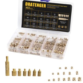 Pack of 402 Brass Threaded Inserts, M2 M2.5 M3 M4 M5 M6 Threaded Insert 3D Printing, 15 Sizes Embedding Nuts Assortment, Insert Nut Embedding Nuts with Storage Box
