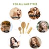 4 Pcs Bamboo Hair Brush Comb Set with Paddle Detangling