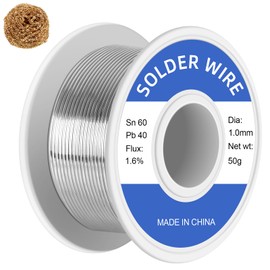 60-40 Tin Lead Rosin Core Solder Wire for Electrical Soldering, Electronics Repair, DIY Projects, With Soldering Tip Cleaners (1.0mm-50g)