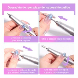 Taladro De Uñas Eléctrico Profesional De 45000 Rpm Recargabl                                                                                          