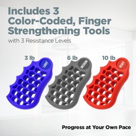 LoGest 3 Pack - Hand Strengthener Devices Ball Exercisers - 3 Level optioen Set for Therapy, Arthritis and Carpal Tunnel - Lightweight Training Equipment Targets Fingers Wrist Hand Exercisers