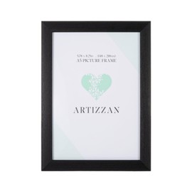 Happy Homewares Contemporary and Stylish Black Veneer Wood Effect A5 Picture Display Frame for Wall Hanging or Free Standing Table | 15cm x 21cm