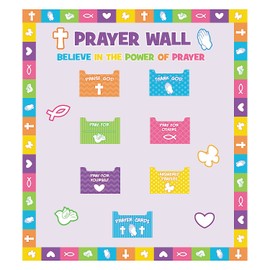Fun Express Prayer Wall Bulletin Board Set - 134 Pieces - Sunday School and Home Religious Decor
