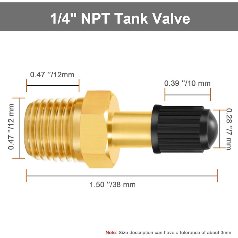 GODESON 1/4" NPT Tank Valve, Anti-Corrosion Brass Schrader Valve with
