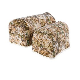 Decorative Floral Castles Tapestry Pair of Extra Large Round Arm Caps with Cotton Trim Antimacassar