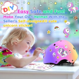 BiutiMama Color Gradient Adjustable Kids Bike Helmet for 5-8 8-14 Toddler Skateboard Helmets Boys Girls Child Ventilation Helmet for Multi-Sports Skating Cycling Scooter Balance