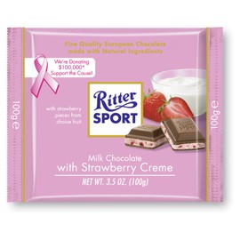 Ritter Sport Bars, Milk Chocolate with Strawberry Creme, 3.5 Ounce (Pack of 12)