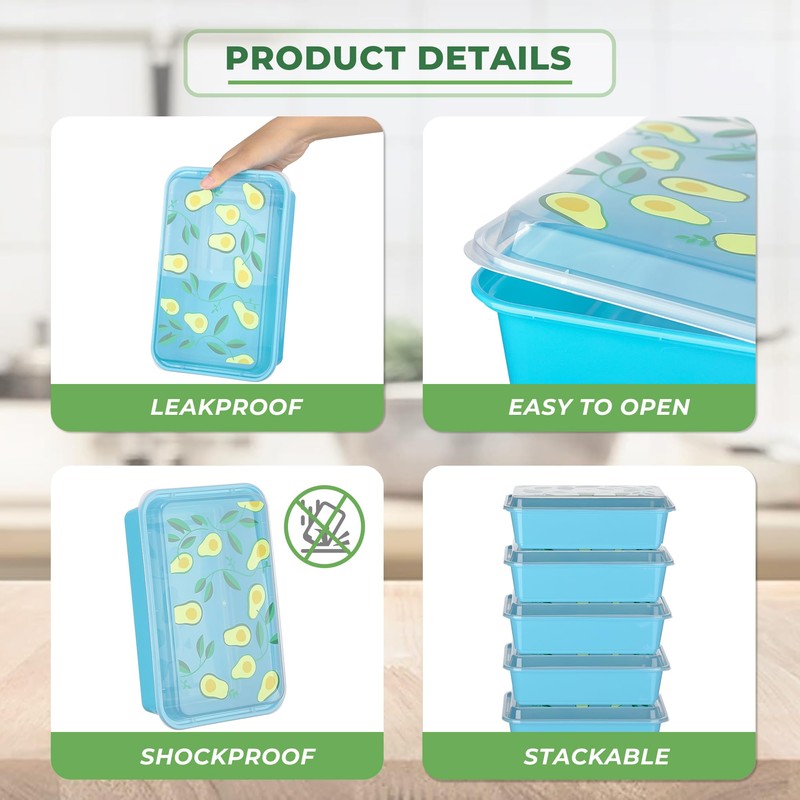 10 Pack 42 oz Meal Prep Containers, Reusable Plastic Food