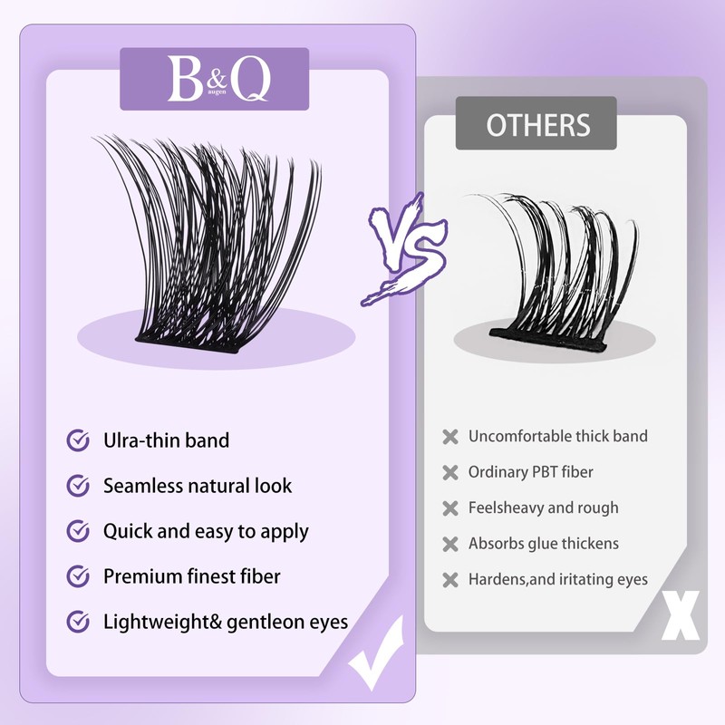 B&Q Wispy Lash Cluster B19 Eyelash Cluster 156PCS Cluster Eyelash