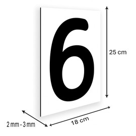 GOYAPRINT Aluminum Outdoor House Number Sign 18x25cm Commercial Door Ship Apartments Rooms Large Black Numbers (Number 6)