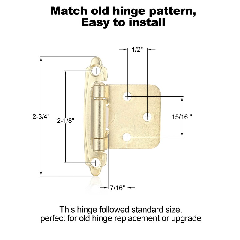 Vallecloud 4 Pack (2 Pair) Gold (Brass) Self Closing Cabinet