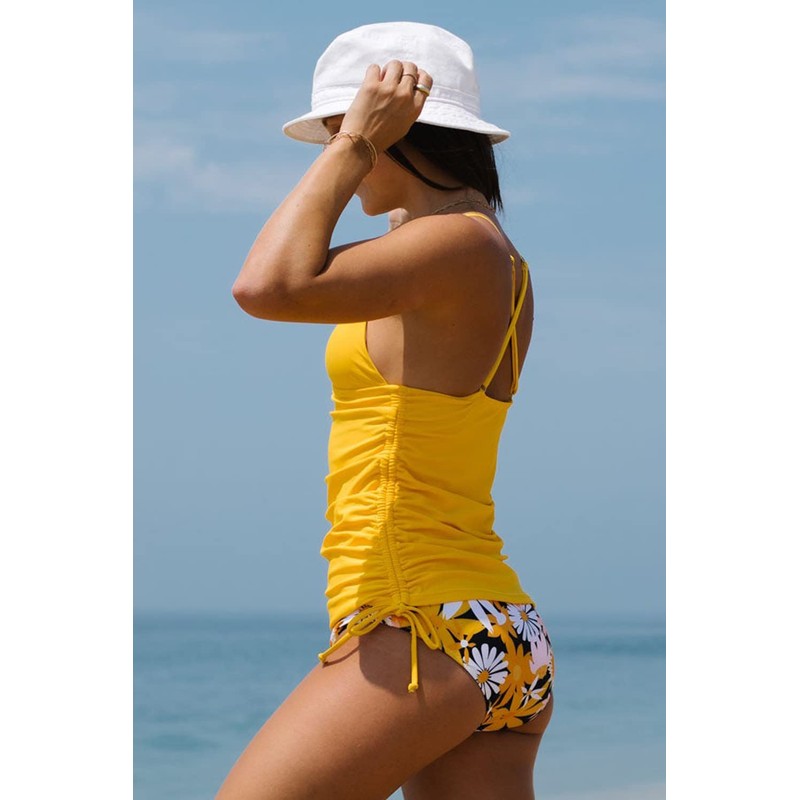 Beachsissi Women's Tummy Control Drawstring Side Two Piece Swimsuits Floral