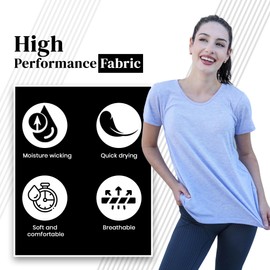 5-Pack Workout Tops for Women Short Sleeve Crewneck Dry-Fit Moisture-Wicking Women's Activewear T-Shirts for Gym Yoga Running