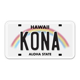 Squiddy Kona Hawaii State License Plate Style - Vinyl Sticker for Car, Laptop, Notebook (5" Wide)