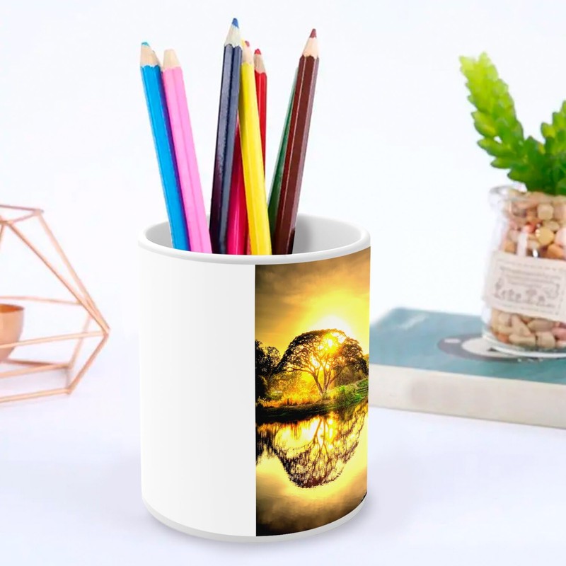 Fabulous Ceramic Pen Pot - Sunset Under the Trees Nature