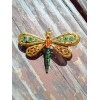 Unbranded 18K GOLD PLATED PERIDOT AND AMBER CRYSTAL DRAGONFLY BROOCH