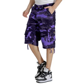 DGWZ Mens Cargo Shorts Multi Pockets Twill Cotton Relaxed Fit Outdoor Camo Cargo Short for Men