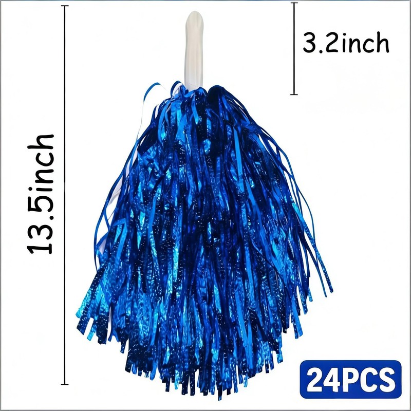 GYDbow 24 PCS Blue Cheerleading Pom Poms Bulk - Soft