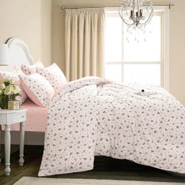 BUPIRD Duvet Cover Twin Floral 100% Brushed Microfiber 3 Pieces Fresh Chic Garden Style Pink Botanical Flower Printed Pattern Twin Floral Duvet Cover with Zipper Closure (Floral, Twin)