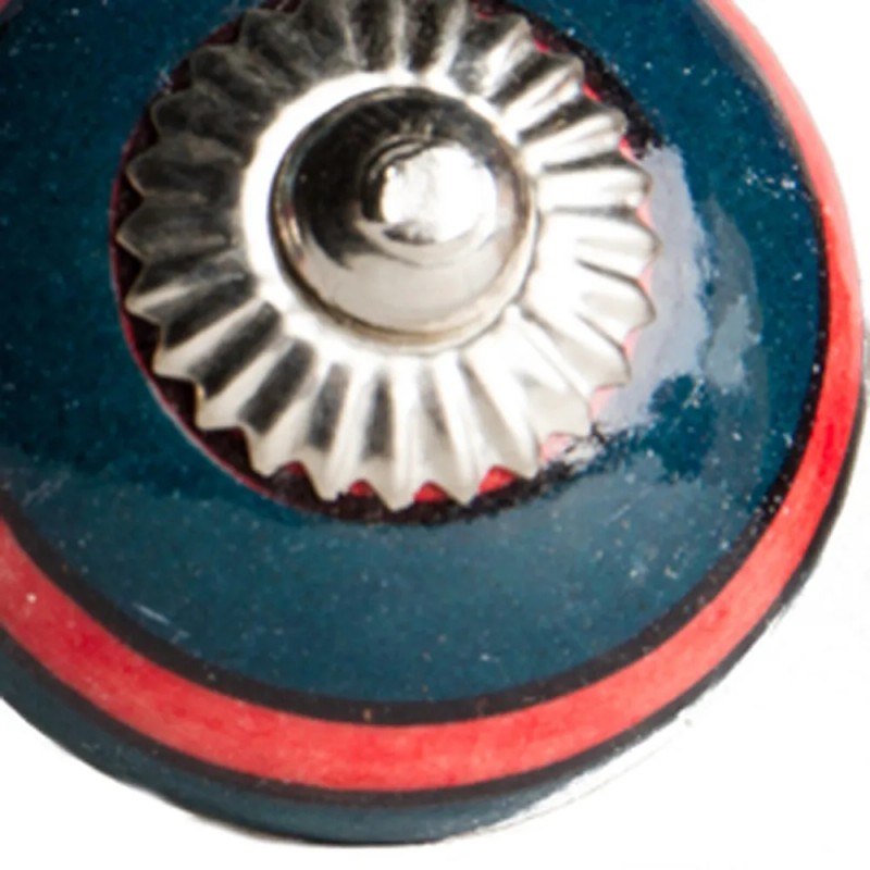 Homeroots Set of Eight Navy Blue And Red Geometric Ceramic