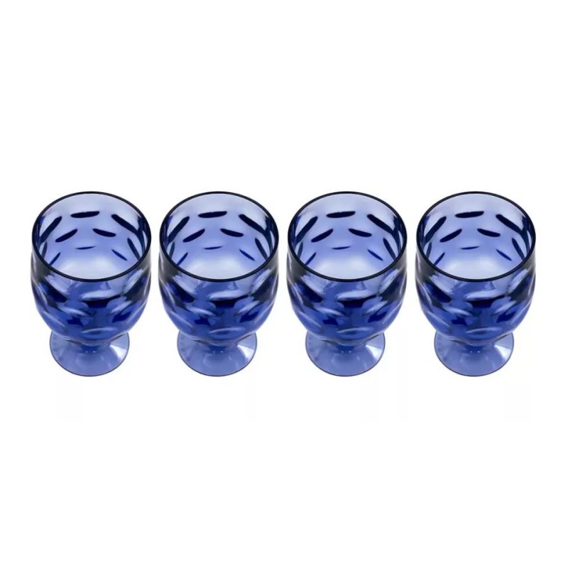 Home Ideas Set 4 Copas De Acrilico Azules, 350 Ml