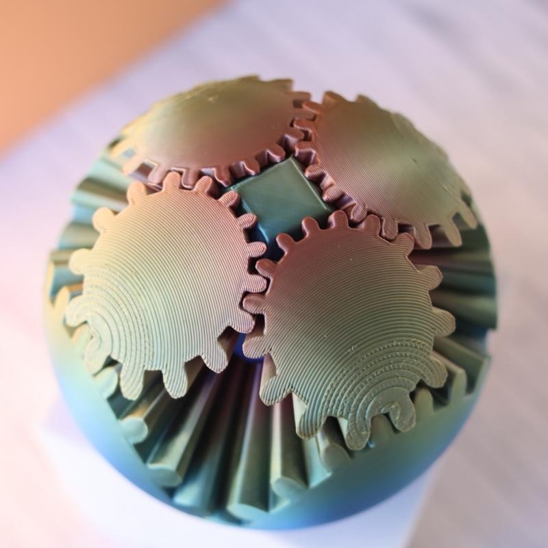 3D Printed - Mechanical Gear Ball Figurine Decor Plastic Smooth:_Blue