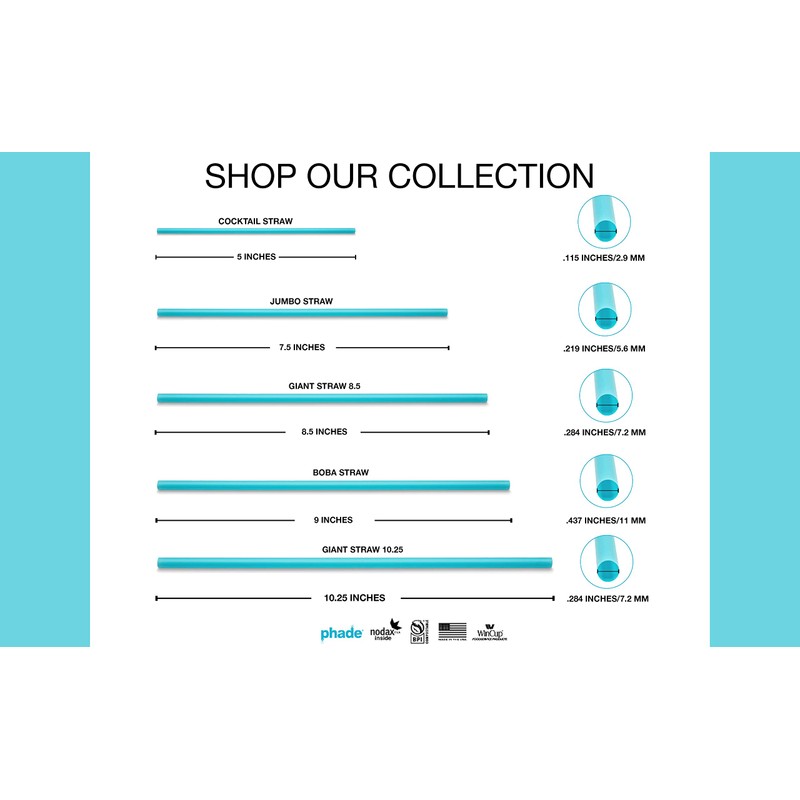 phade Eco-Friendly 7.75" Jumbo Drinking Straws, Un-wrapped 6000 Count -