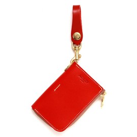 Agility affa "Compilation" Key Case, Coin Purse, Coin Purse, Smart Key, L-Shaped Zipper, Integrated Leather, Tochigi Leather, red