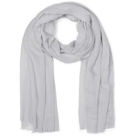 styleBREAKER Women's Scarf Lightweight & Transparent with Short Fringes Plain Scarf for Spring and Summer Soft Large Shoulder Scarf 188 x 100 cm, lightgrey, Unit size